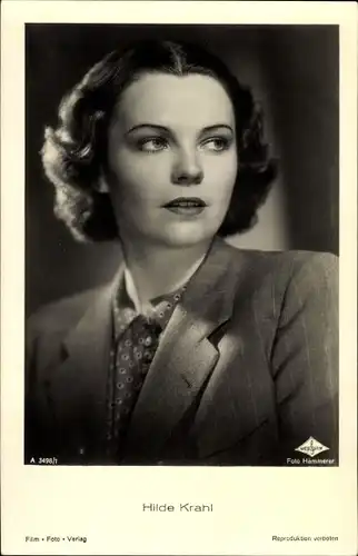 Ak Schauspielerin Hilde Krahl, Portrait, Film Foto Verlag A 3498/1