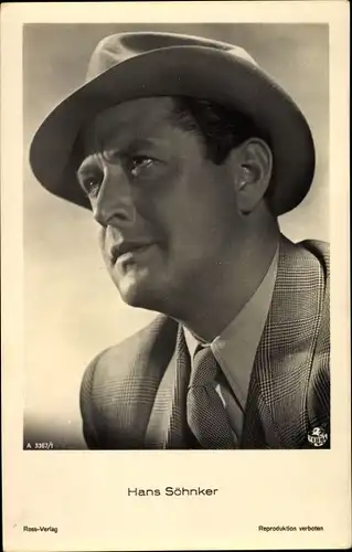 Ak Schauspieler Hans Söhnker, Portrait mit Hut