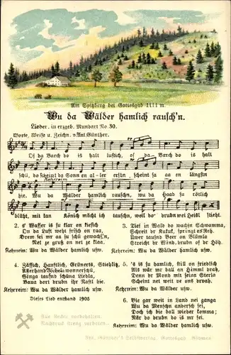 Lied Ak Günther, Anton, Wu de Wälder hamlich rausch'n, Erzgebirgische Mundart Nr. 30, Spitzberg