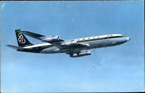 Ak Griechisches Passagierflugzeug, Olympic Airways, Boeing 707 320 Super fan jet