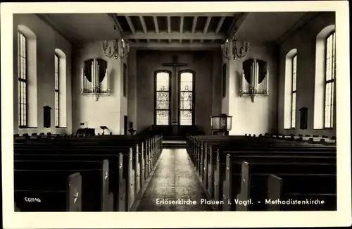 Ak Plauen im Vogtland, Erlöserkirche, Methodistenkirche, Innenansicht