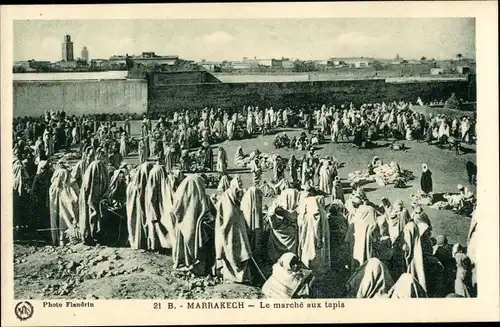 Ak Marrakesch Marokko, Le marche aux tapis
