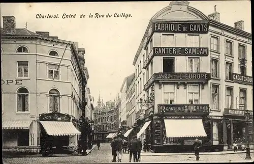Ak Charleroi Wallonien Hennegau, Entrée de la Rue du Collége