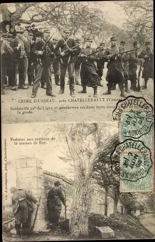 Ak Châtellerault Vienne, Crime D'Usseau, Soldats du 12e de ligne et gendarmes