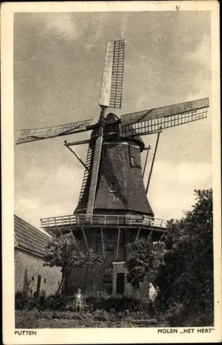 Ak Putten Gelderland Niederlande, Molen Het Hert, Windmühle