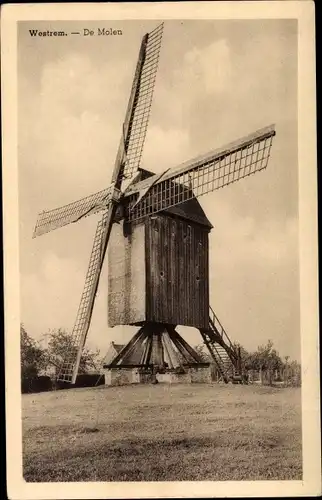 Ak Westrem Ostflandern, Molen, Windmühle