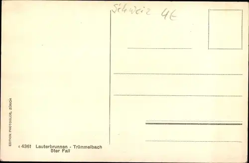 Ak Lauterbrunnen Kanton Bern, Trümmelbach, 5ter Fall, Felsenklamm, Wasserfall