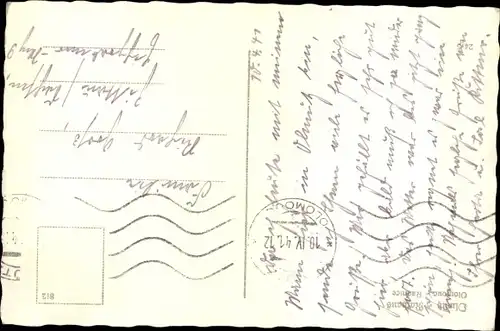 Ak Olomouc Olmütz Stadt, Platz, Gebäude mit Uhrenturm, Brunnen