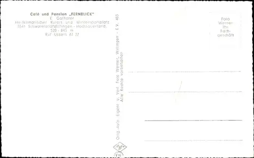 Ak Schwalefeld Willingen Upland Waldeck, Cafe und Pension Fernblick, Außenansicht