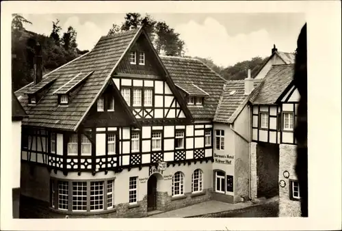 Ak Blankenheim i.d. Eifel, Biermanns Hotel Kölner Hof, Eingang, Fachwerkhaus