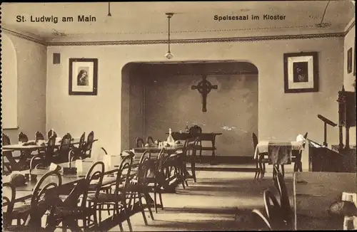 Ak Hammelburg in Unterfranken Bayern, St. Ludwig am Main, Speisesaal am Kloster