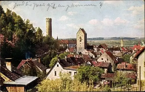 Ak Ravensburg in Oberschwaben, Totalansicht vom Ort, Mehlsack, Frauentorturm