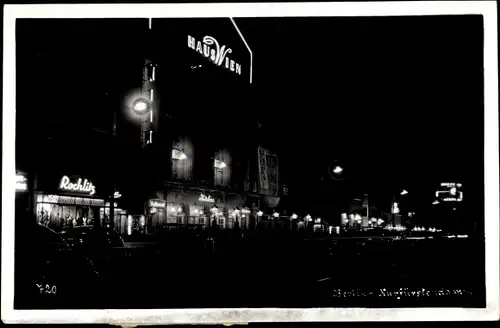 Ak Berlin Charlottenburg, Kurfürstendamm, Haus Wien, Nachtbeleuchtung