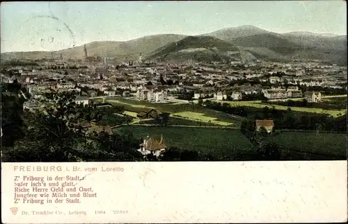 Ak Freiburg im Breisgau, Blick vom Loretto