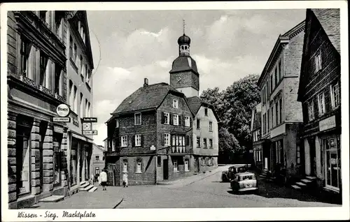 Ak Wissen Sieg, Marktplatz, W. Girresser, Optiker, Kirche