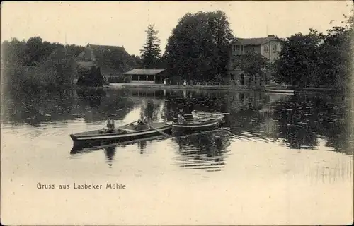Ak Tremsbüttel in Schleswig Holstein, Lasbeker Mühle, Ruderboote