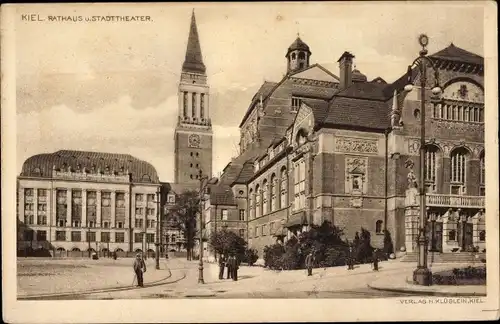 Ak Kiel Schleswig Holstein, Rathaus und Stadttheater