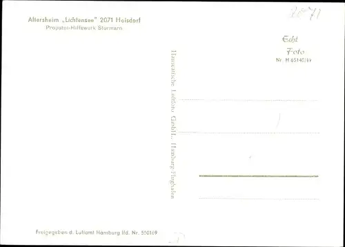 Ak Hoisdorf in Schleswig Holstein, Altersheim Lichtensee, Fliegeraufnahme