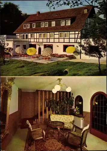 Ak Schimbach Reisen Birkenau im Odenwald Hessen, Hotel Restaurant Schimbacher Hof, Terrasse