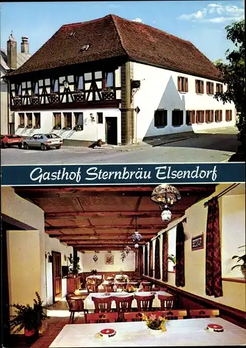 Ak Elsendorf Bayern, Gasthof Sternbräu, Außenansicht, Speisesaal