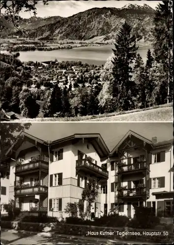 Ak Tegernsee in Oberbayern, "Haus Kufner", Hauptstr. 50, Außenansicht, Panorama mit See