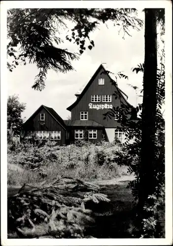 Ak  Waldidylle Altenberg im Erzgebirge, Fremdenhof und Cafe "Zugspitze", Außenansicht