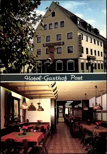 Ak Höchstadt an der Aisch, Hotel-Gasthof Post, Außenansicht, Speisesaal