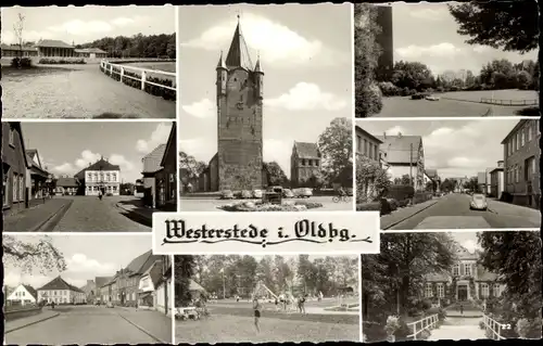 Foto Ak Westerstede in Oldenburg Ammerland, Panorama, Straße, Spielplatz, Turm