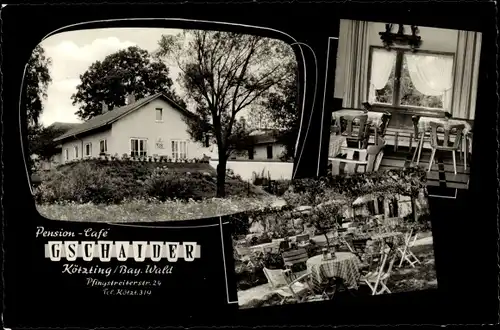 Ak Bad Kötzting im Bayerischen Wald, Pension-Cafe Gschaider, Außenansicht, Terrasse, Speisesaal