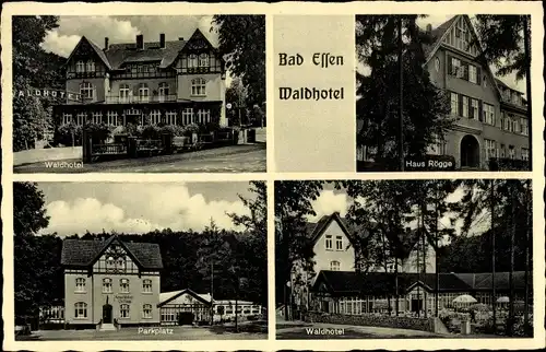 Ak Bad Essen in Niedersachsen, Waldhotel, Parkplatz, Haus Rögge