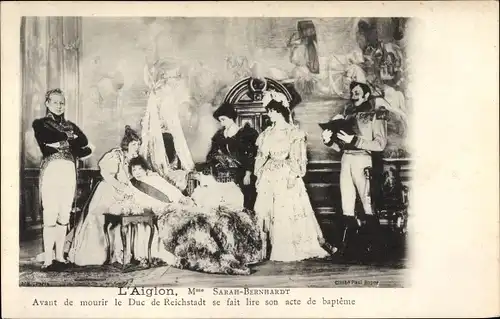 Ak Schauspielerin Sarah Bernhardt, Theaterszene, l'Aiglon, Duc de Reichstadt