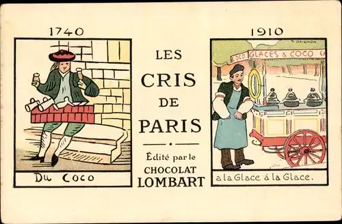 Künstler Ak Grignon, Reklame, Chocolat Lombart, Les Cris de Paris, Eisverkäufer