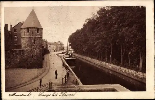 Ak Maastricht Limburg Niederlande, Langs het Kanaal
