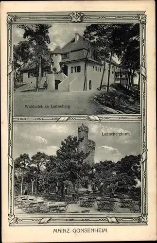 Ak Gonsenheim Mainz am Rhein, Waldschänke Lenneberg, Lennebergturm