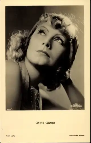 Ak Schauspielerin Greta Garbo, Portrait, MGM, Ross