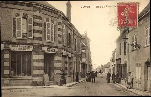 Ak Voves Eure et Loir, Rue de Foinville, Graines Potageres et Fourrageres L. Genet