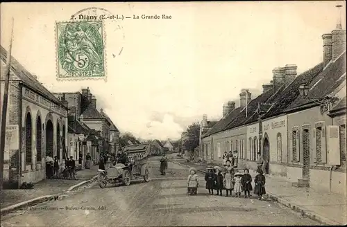 Ak Digny Eure et Loir, La Grande Rue
