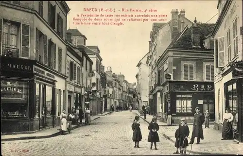 Ak Dreux Eure et Loir, Rue Parisis, Bar, Geschäfte