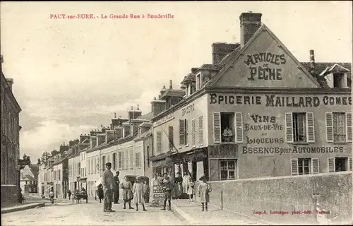 Ak Pacy sur Eure Eure, La Grande Rue, Epicerie Maillard