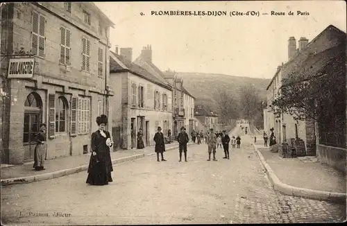 Ak Plombières lès Dijon Côte-d’Or, Route de Paris