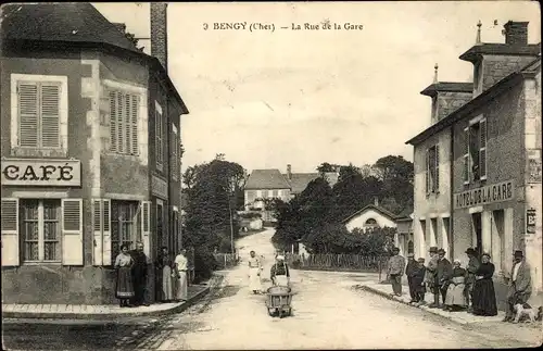 Ak Bengy Cher, La Rue de la Gare, Cafe, Hotel de la Gare