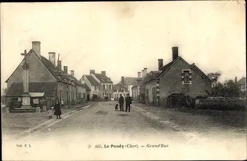 Ak Le Pondy Cher, Grand Rue, Straßenpartie, Wohnhäuser