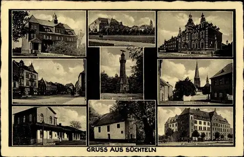 Ak Süchteln Viersen in Nordrhein Westfalen, Bahnhof, Pension, Aussichtsturm, Kapelle, Krankenhaus