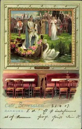 Litho Hamburg, Café Schwegler, Lohengrin, Gemälde