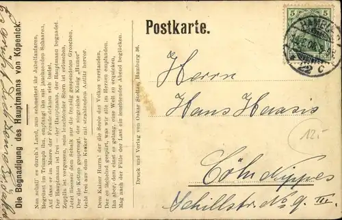 Künstler Ak Berlin Köpenick, berühmte Männer d. 20. Jhd., Entlassung des Hauptmanns