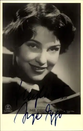 Ak Schauspielerin Inge Egger, Portrait, Autogramm, FBZ Verlag
