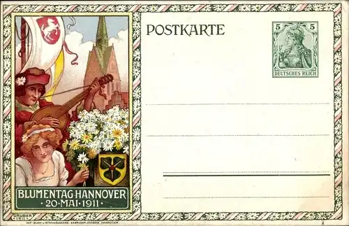 Ganzsachen Litho Hannover in Niedersachsen, Blumentag, 20 Mai 1911, PP27 C130