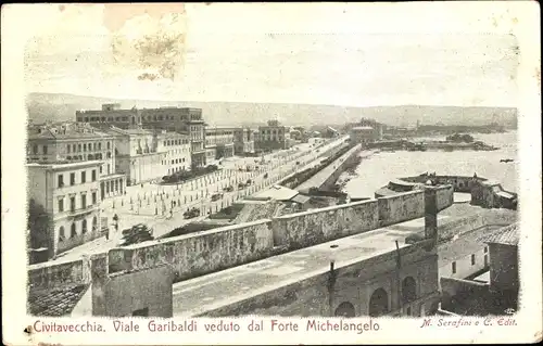 Ak Civitavecchia Lazio, Viale Garibaldi veduto dal Forte Michelangelo