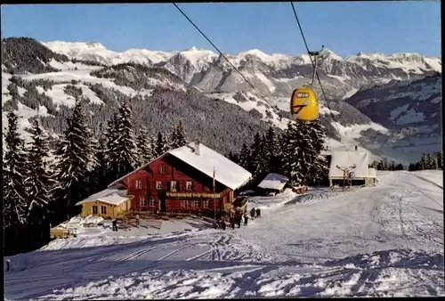 Ak Zweisimmen Kanton Bern, Berghaus, Gondelbahn Zweisimmen-Rinderberg, Simmental