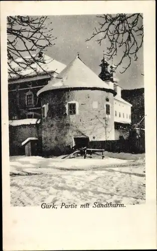 Ak Gurk in Kärnten, Partie mit Sandthurm, Winter